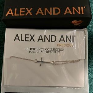 NIB Alex and Ani - Providence Collection Pull Chain Bracelet Cross Silver